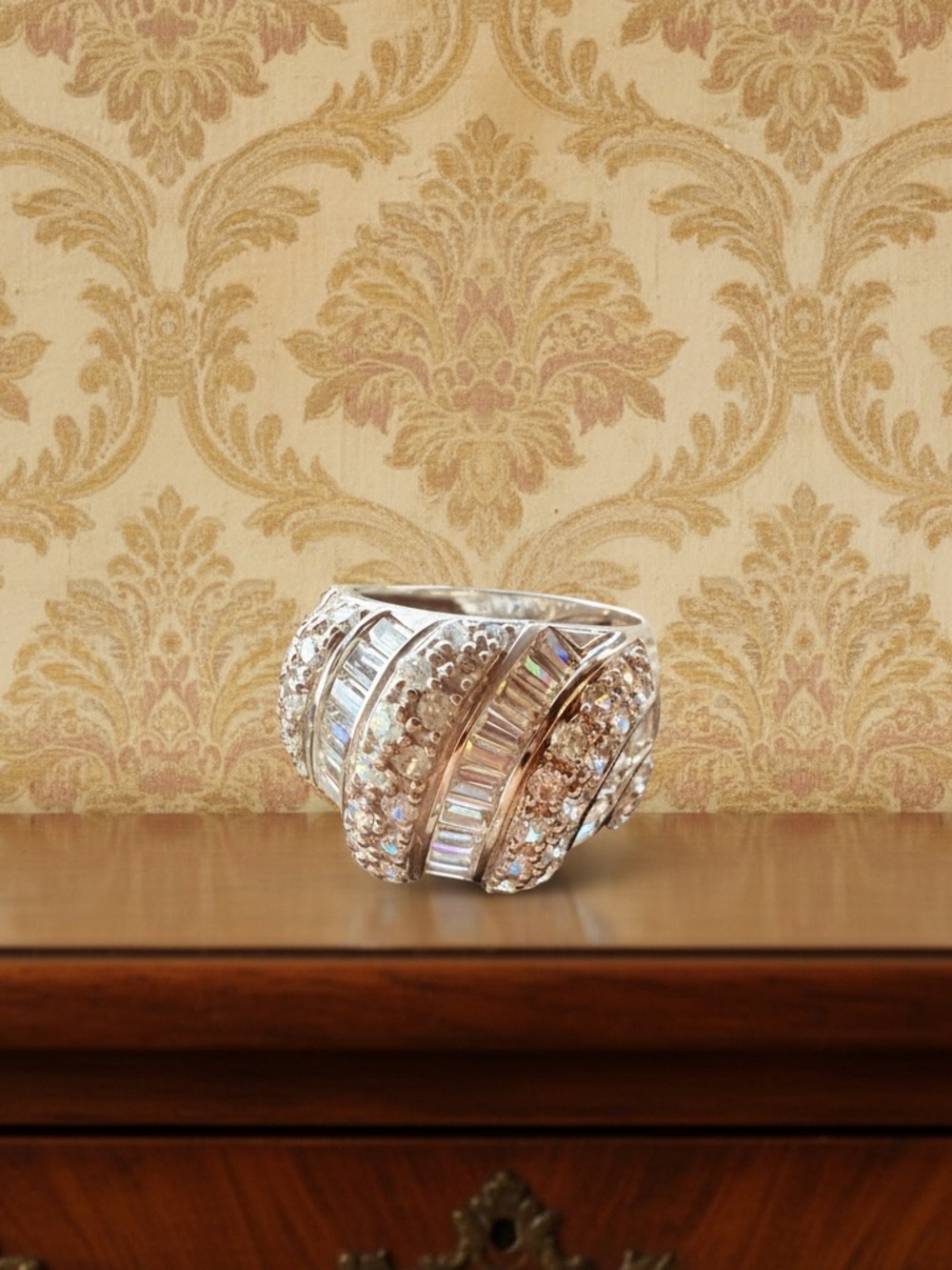 Sterling Silver Pave Dome Ring - Women Jewelry stamped CZ925 & PAJ size 7 - Picture 9 of 9